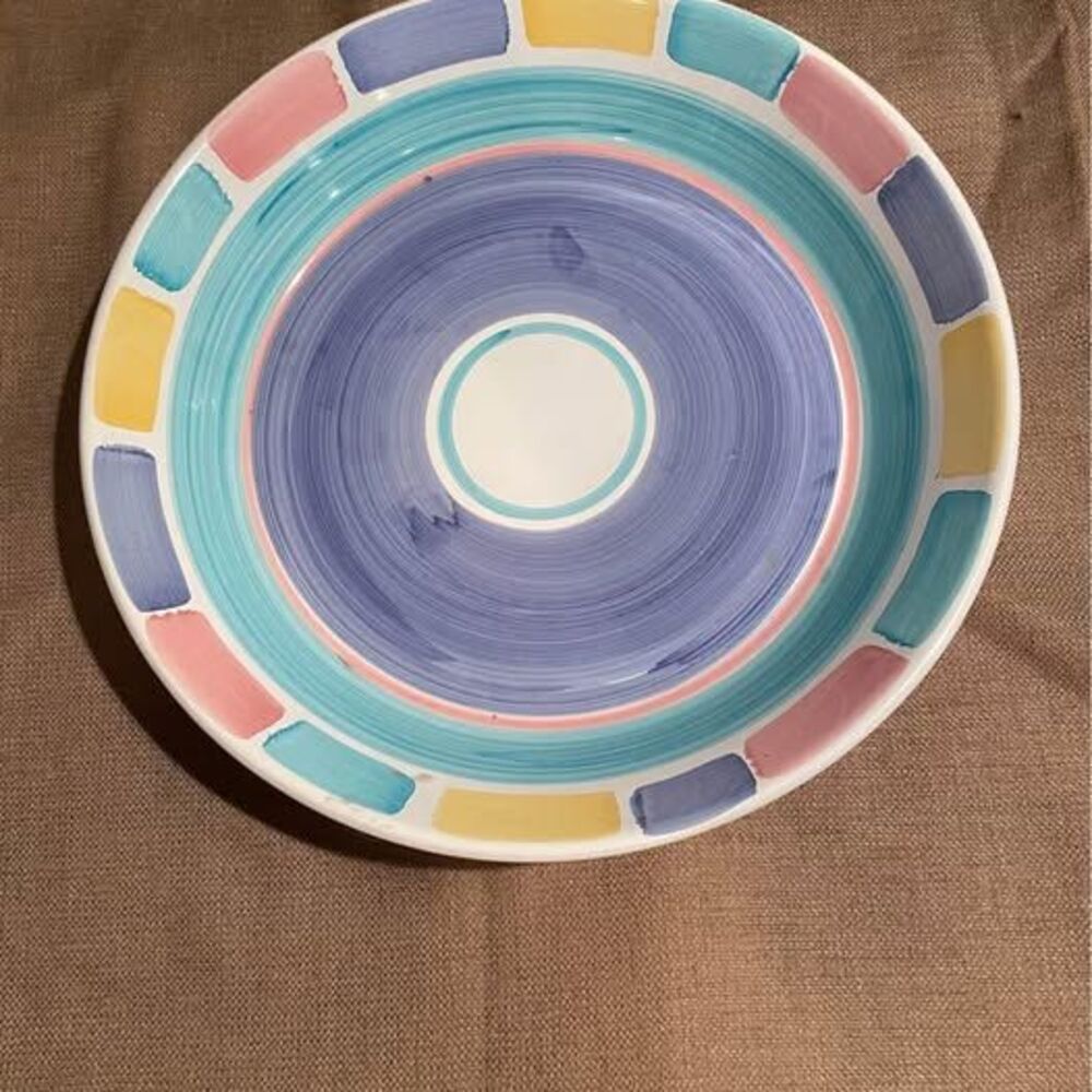 Caleca “Color Blocks”Pasta Serving Bowl